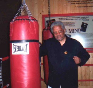 Ishmael Reed and Ali's punching bag (photo: Tennessee Reed)